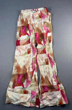 Pinch Womens Pink Abstract Geometric Print Wide Leg Crinkle Pants Small thumbnail 1