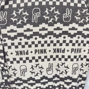 PINK Victoria’s Secret Onesie All Over Graffiti Logo Print Waffle Texture Pjs thumbnail 4