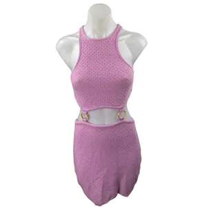 Lovers and Friends Francesca Pink Knit Racerback Cutout Mini Bodycon Dress Sz S thumbnail 2