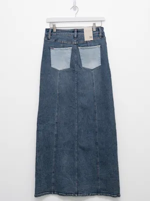 Alice + Olivia Jeans - Georgia Two-Tone Denim Maxi Skirt thumbnail 4