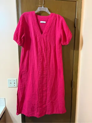 Lake Gauze Caftan Midi Dress in Heatwave thumbnail 2