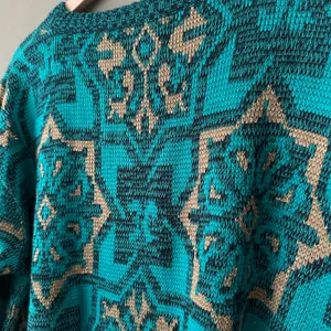 Vintage Green Limited Express 1987 Green & Gold Sweater - M thumbnail 3