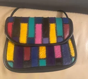 Vintage La Covina Genuine Leather Patchwork Mini Bag Yellow thumbnail 1