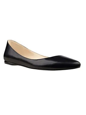 Nine West Womens Speakup Point Toe Flats Leather 25001239 Black Leather 11W thumbnail 9
