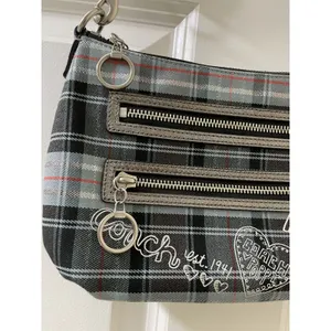Rare Coach Poppy Tartan silver Plaid shoulder Bag limited edition thumbnail 4