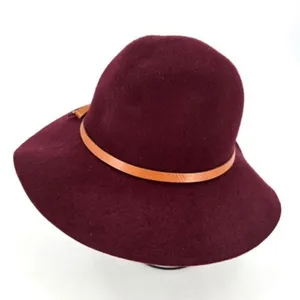 Vintage‎ Victoria Secret Wide Brim Wool Floppy Brim Hat Wine Burgundy elegant thumbnail 3
