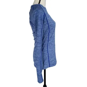 Under Armour Small Fitted Cozy Crew Top Cold Gear Thumbholes Stretch Blue Womens thumbnail 4