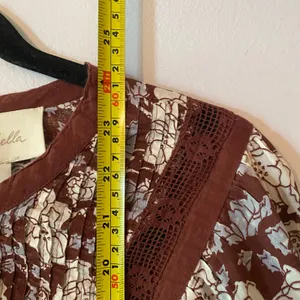 Cleobella Burgundy Red White Floral Smocked Lace Peasant Blouse Cotton Women XL thumbnail 9