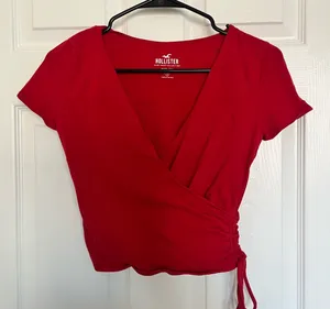 Hollister Red Wrap Crop Top thumbnail 1