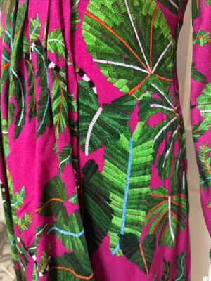 Farm Rio Boho Tropical Print Long Sleeve Maxi Dress in Fuchsia Size Small thumbnail 7