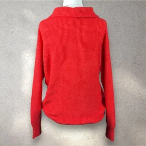 Aerie CozyUp Waffle Button Sweater Women’s XXS Red Oversized Grandpa Cabincore thumbnail 2
