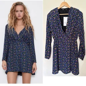 Zara Mini‎ Dress | Boho Floral Print | Women’s XS | Shoulder Pads | Long Sleeve thumbnail 2