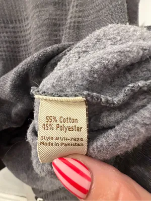 Vintage Havana Gray Plaid Crewneck Sweater with Drawstring thumbnail 4
