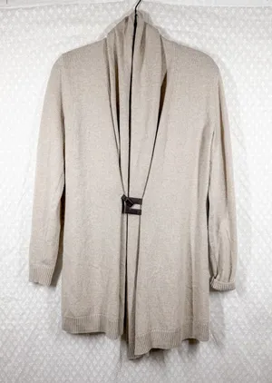 Lafayette 148 Tan Wool Cashmere‎ Blend Belted Cardigan thumbnail 1