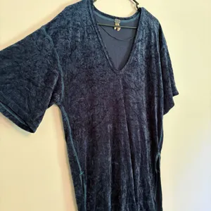 We The Free Free People Teal Blue Crushed Velvet V-Neck Tunic Top Mini Dress XS thumbnail 2