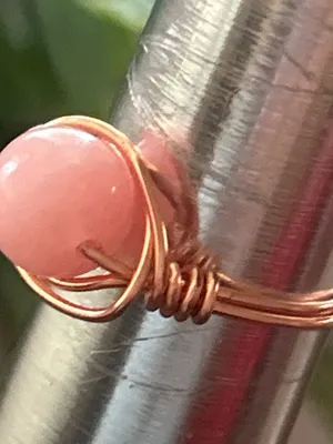 Handmade 💍 Handcrafted pink quartzite copper wire wrapped crystal ring size 7 thumbnail 3