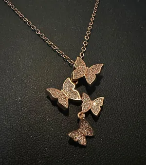 Elegant butterfly design necklace. Rose gold New thumbnail 3