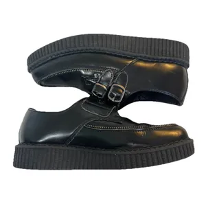 T.U.K Viva Mondo Cow Hair Leather Pointed Creeper Black Shoes Double Buckle 3/5 thumbnail 8