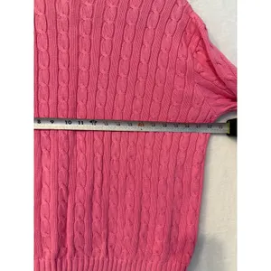 Ralph Lauren Sport Cable Knit Sweater Womens XL Pink Cotton Crew Neck Pullover thumbnail 5