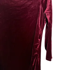 Universal Standard Wine Red Velvet Asymmetrical Off Shoulder Long Sleeve Dress L thumbnail 4