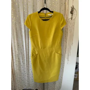 Boden Women's Chartreuse Cap Sleeve Crew Neck Pockets Sheath Dress 8 thumbnail 2