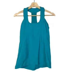 Lululemon Scoop Neck Luon Athletic Tank Top Surge Teal Blue‎ 8 thumbnail 3
