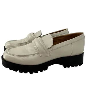 Nine West Womens Gury Slip On Chunky Lug Sole Loafers Cream Size 8.5M Y2K Preppy thumbnail 5