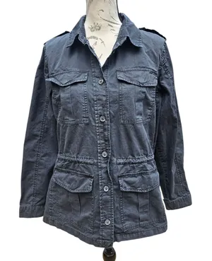 Buffalo David Bitton Utility Jacket‎ Military Drawstring Waist Black Small thumbnail 1
