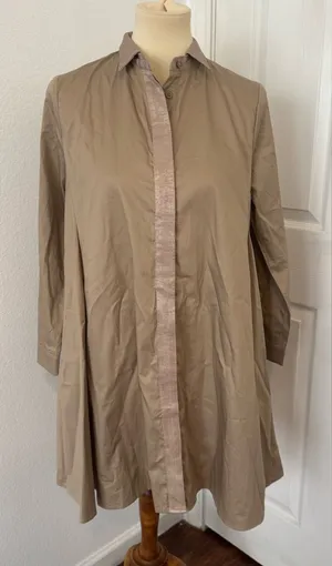 Tuckernuck Barcelona Beige Wren Long Sleeve Mini Shirt Dress Trapeze A Line Sml thumbnail 1