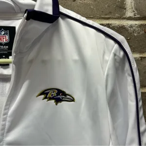 NFL BALTIMORE RAVENS White Light Weight Track Jacket Coat Bling Womens Medium thumbnail 8