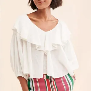 Free People Zuri Ruffle Blouse NWT thumbnail 3