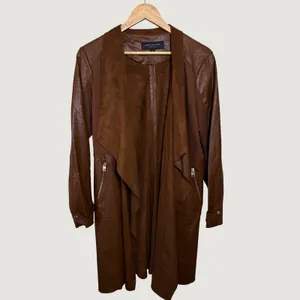 Marc New York Andrew Marc Brown Faux‎ Leather Croc Duster Jacket Womens Medium thumbnail 8