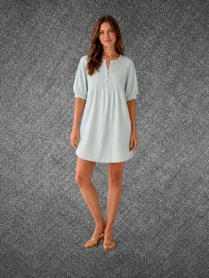 Vineyard Vines Mint Green Cotton Linen Pintuck Tunic Dress M thumbnail 2