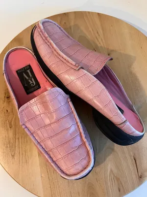 Valencia Y2K Vintage Pink Genuine Leather Square Toe Slide On Mule Loafer Size 8 thumbnail 1