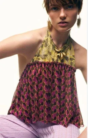 NWT ZARA Skater Halter Neck Top Open Back XS thumbnail 1