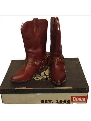DINGO - Dl 251 appaloosa wine tall cowboy boots w/ harness size 6.5 NIB thumbnail 2
