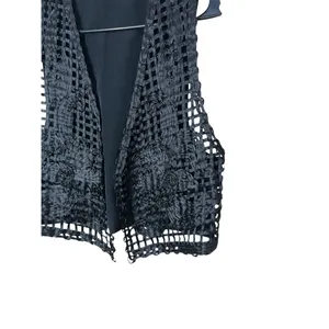 Vintage Black Sheer Open Weave Vest Size Medium‎ thumbnail 2