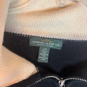 Lauren Jeans Co Ralph Lauren Sweater L Black Cream Cotton 1/4 Zip Pullover thumbnail 4