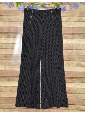 Elevenses Anthropologie Kingsland Pants Black White Dot Wide Leg Sailor Size 8 thumbnail 2