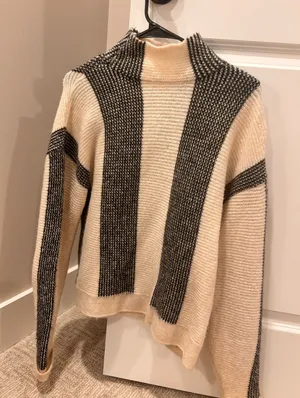 Anthropologie striped mock neck sweater thumbnail 1