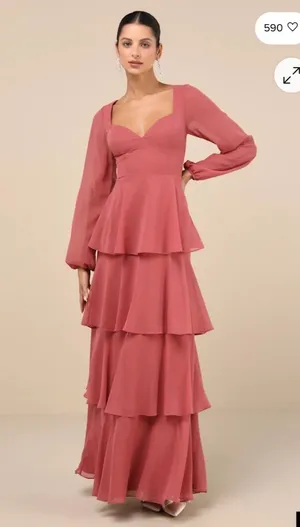 Lulus long sleeve dress long Wedding guest thumbnail 1