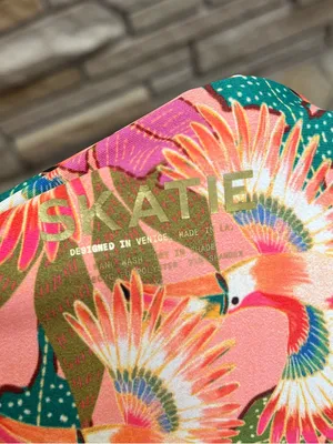 Skatie Bel Air Coral Paradise Print Bikini Top L Salty high rise bottoms xl NWT thumbnail 9