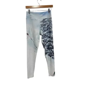 Mountain Cognito Pow Mountain Print Patterned Leggings Women Medium Outdoor Ski thumbnail 2