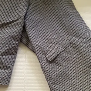 Vintage blue plaid long cotton blend trench coat, size medium thumbnail 9