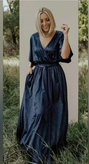 Baltic Born Savannah Print Kimono Maxi in Navy Blue thumbnail 1