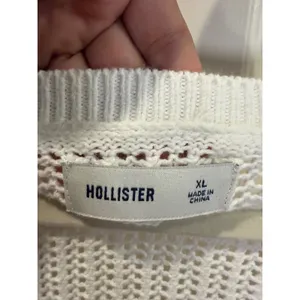Hollister White Open Knit Teddy Bear Graphic Sweater Slouchy Scoop Neck Size XL thumbnail 3