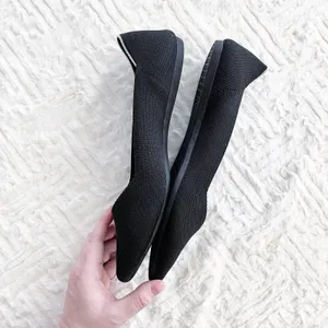 Rothy’s The Point Black Knit Flats Sustainable Washable thumbnail 4