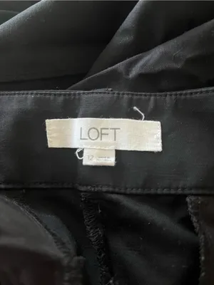 Loft Black Cotton Wide Leg Trouser Pants 12 Minimalist Capsule Office Coastal thumbnail 7