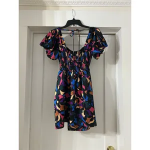 Show Me Your Mumu Danielle Mini Dress Geometric Multicolored Puff Sleeve Size M thumbnail 5