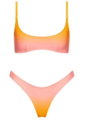 Triangl orange and pink bikini top thumbnail 1